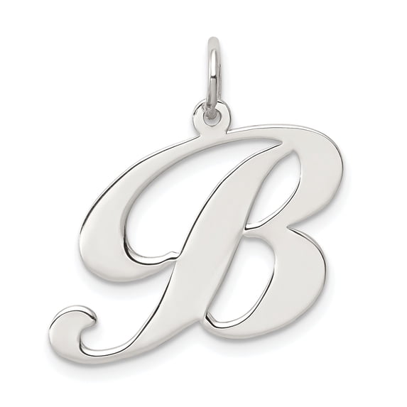 Sterling Silver Large Script Initial Letter B Charm
