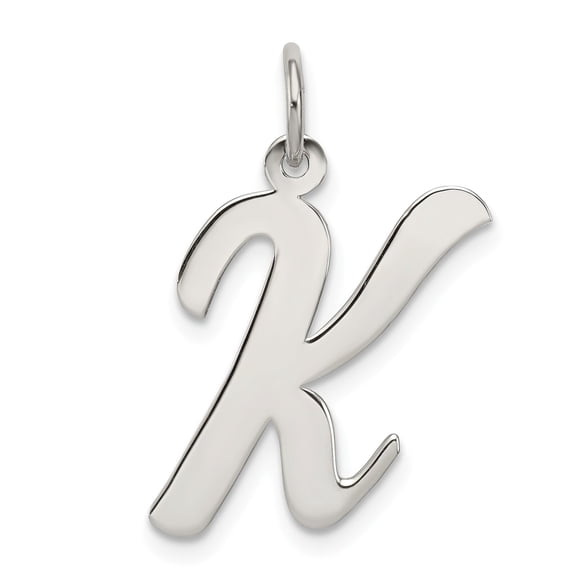 Sterling Silver Large Script Initial Letter K Charm Jewerly