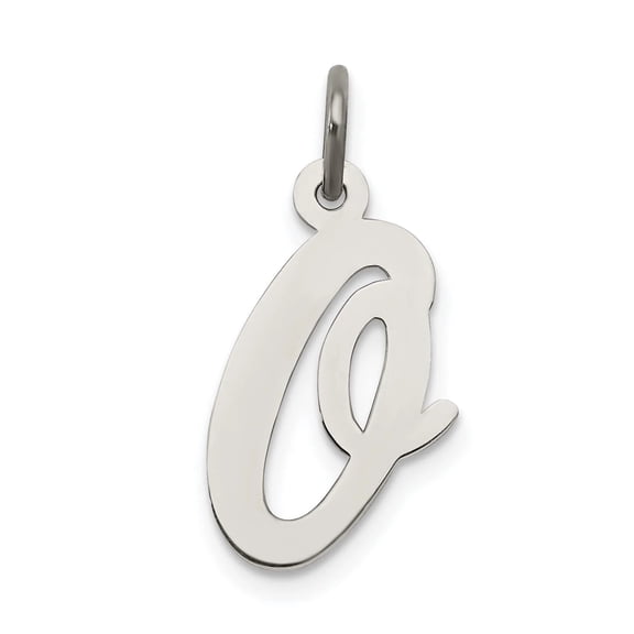 925 Sterling Silver Solid Polished Large Script Intial O Charm 21x11mm Wide Pendant Necklace for Women