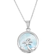 thumbnail image 1 of Sterling Silver Larimar Necklace Natural Gemstone Circle Pendant Necklace Star Fish Wave or Palm Tree with 18" Silver Chain Dainty Necklace for Women, 1 of 5