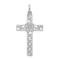 thumbnail image 1 of 925 Sterling Silver Solid Polished Laser Etched Laser Designed Religious Faith Cross Pendant Necklace 30x15mm Wide Penda, 1 of 4