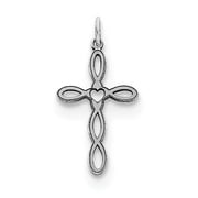 925 Sterling Silver Solid Polished Laser Etched Laser Designed Religious Faith Cross Charm 20x11mm Wide Pendant Necklace