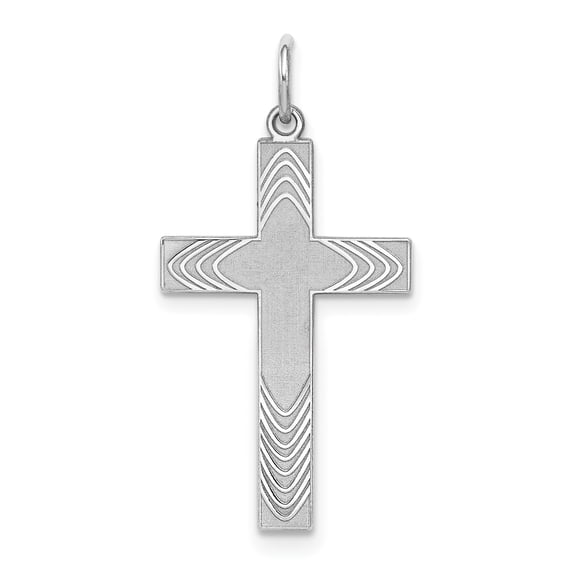 925 Sterling Silver Solid Polished Laser Etched Laser Designed Religious Faith Cross Pendant Necklace 30x15mm Wide Penda