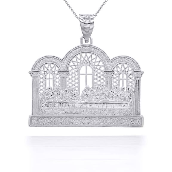 Sterling Silver Last Supper Pendant Necklace, 16" Chain