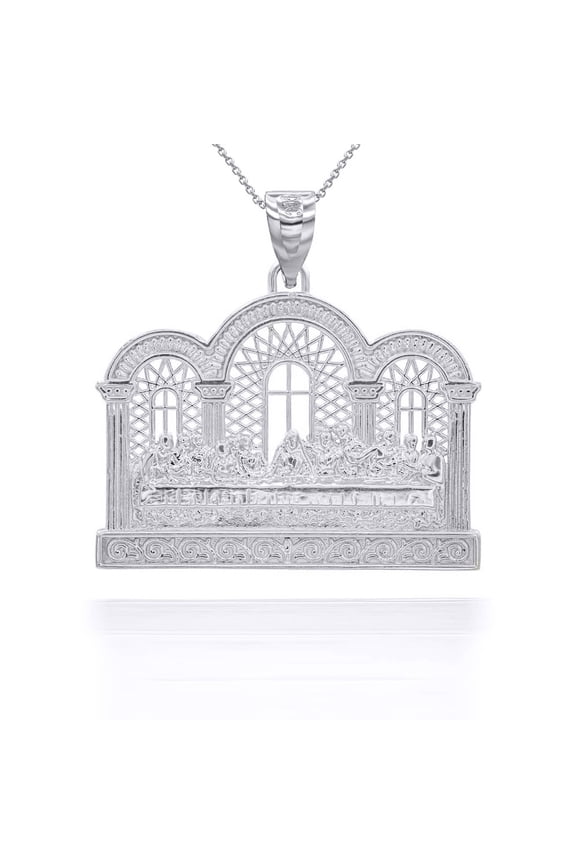 Sterling Silver Last Supper Pendant Necklace, 18" Chain