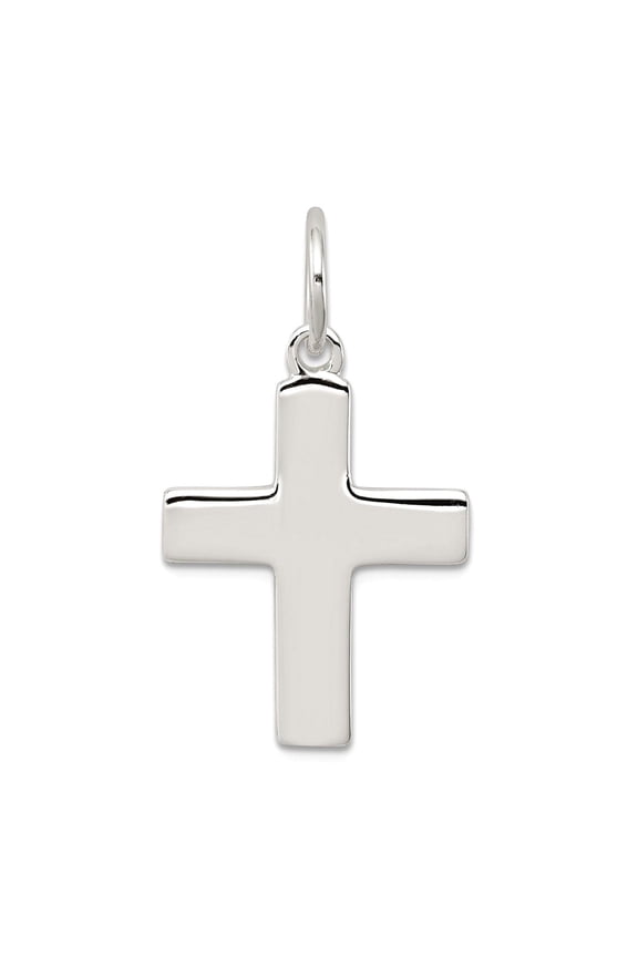 925 Sterling Silver Polished Engravable (front only) Latin Religious Faith Cross Charm 29x27mm Wide Pendant Necklace for