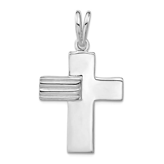 925 Sterling Silver Solid Polished Religious Faith Cross Pendant Necklace 32.8x19.2mm Wide Pendant for Women