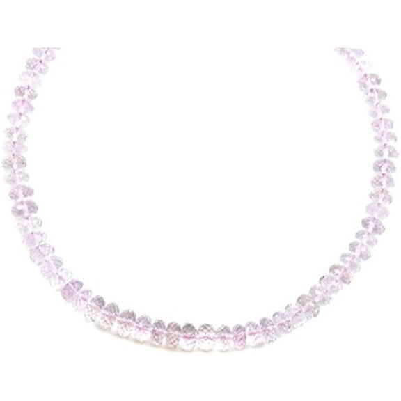 Sterling Silver Lavender Amethyst Necklace Faceted Solid Strand Chain Bead, 18"