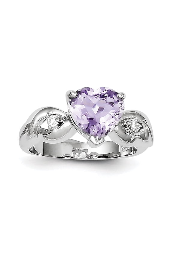 Sterling Silver Lavender CZ Heart Ring QR2313