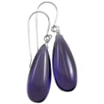 thumbnail image 1 of Sterling Silver Lavender Simulated Tanzanite Earrings Smooth Cut Rounded Teardrops Dangle Style, 1 of 3