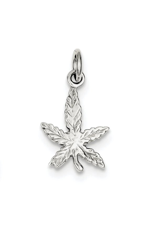 Sterling Silver Polished Finish Leaf Charm