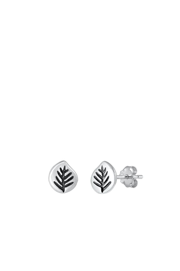 Sterling Silver Leaf Impression Fossil Imprint Earrings 925 New Jewelry Female Unisex