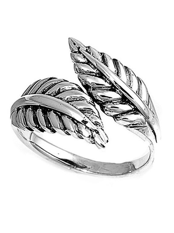 Sterling Silver Leaves Ring 14mm ( Size 4 to 9)
