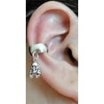 thumbnail image 1 of Sterling Silver Left Or Right Dangling Pirate Skull And Crossbones Charmed Ear Cuff, 1 of 1