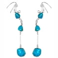 thumbnail image 1 of Sterling Silver Left Right Long Dangle Blue Turquoise Stone Nuggets Ear Cuff Wrap Set, 1 of 1