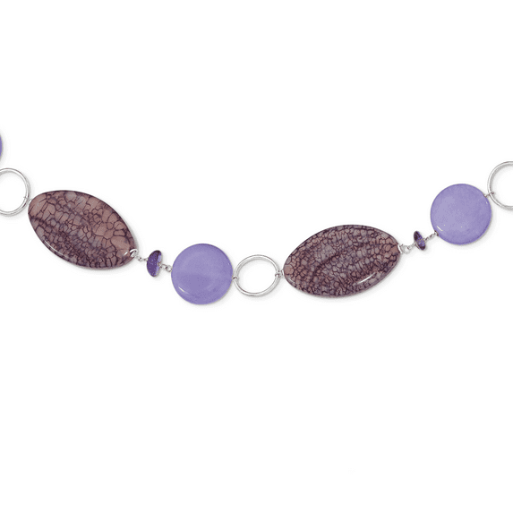 Sterling Silver Lepidolite/Lavender Jade/Amethyst Necklace QH4617