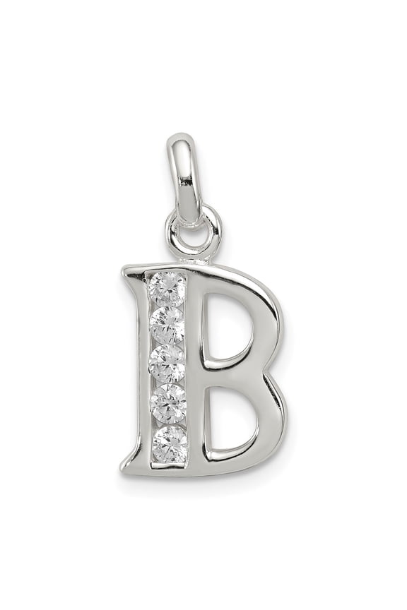 Sterling Silver Letter B Pendant Necklace with Cubic Zirconia, Dainty Alphabet Charm for Women or Unisex, Personalized Initial Jewelry, Classic Identity Symbol, Casual or Dressy Accessory