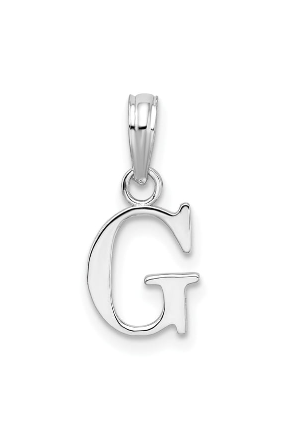 Sterling Silver Letter G Pendant Charm for Women or Unisex Use, Polished Block Initial Design, 925 Alphabet Jewelry for Name Necklaces, Simple Monogram Style