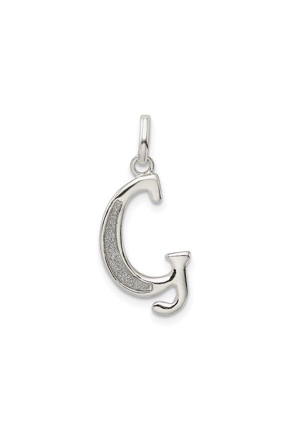 Sterling Silver Letter G Pendant for Women, Textured and Polished Alphabet Charm, Custom Initial Necklace Accessory, Monogram Jewelry for Personal Expression