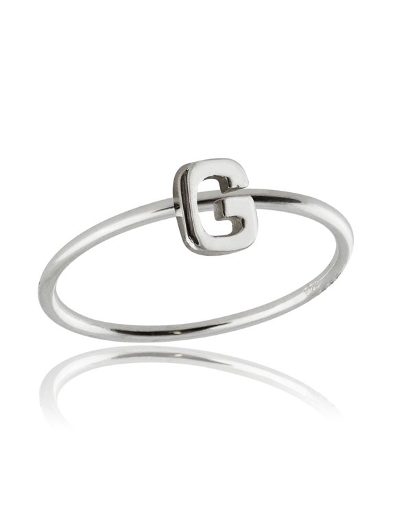 Sterling Silver Letter G Stacking Ring Band, Sizes 5, 6, 7, 8, 9, 10 (10)