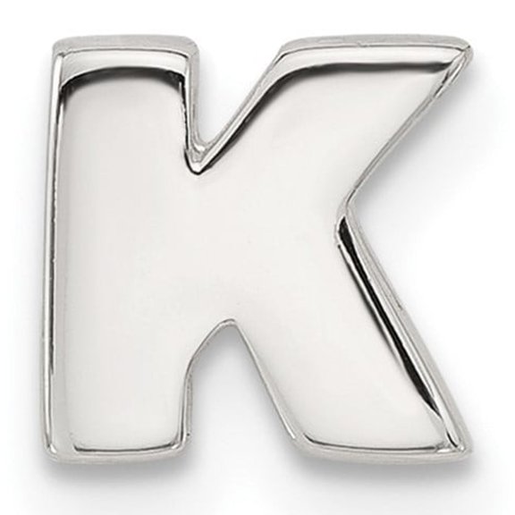 Sterling Silver Letter K Pendant Charm for Women or Unisex, Polished Block Initial Jewelry for Necklace or Bracelet, 925 Alphabet Monogram Accessory for Personal Style