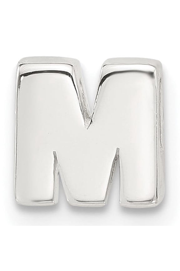 Sterling Silver Letter M Pendant Charm for Necklace or Bracelet, 925 Block Initial Jewelry for Women or Unisex, Polished Alphabet Style, Custom Monogram Accessory