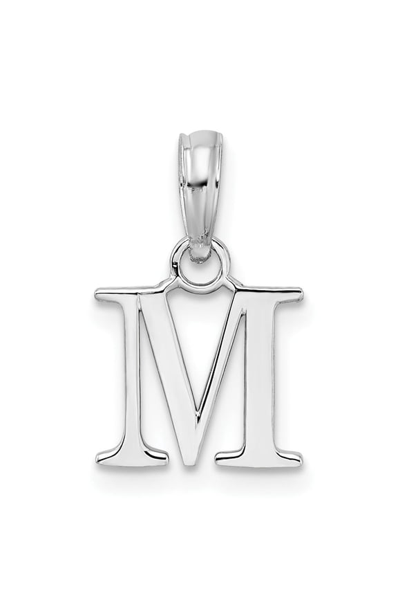Sterling Silver Letter M Pendant Charm for Women or Unisex Wear, Polished Block Initial Necklace, Minimalist 925 Silver Alphabet Jewelry for Layering or Personal Style