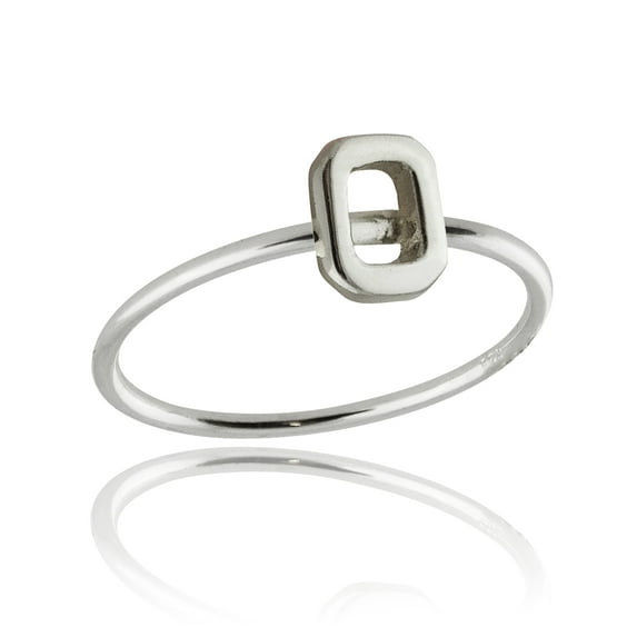 Sterling Silver Letter O Stacking Ring Band, Sizes 5, 6, 7, 8, 9, 10 (5)