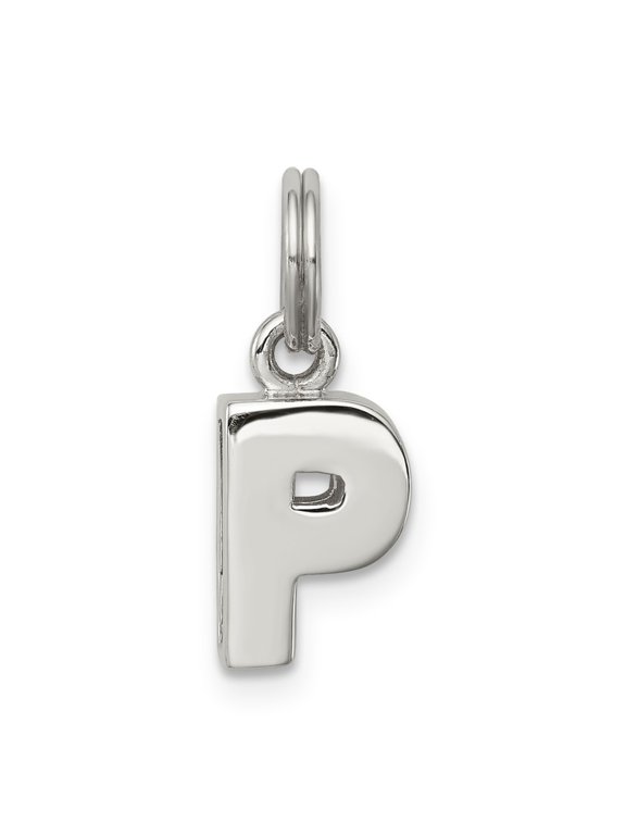 Sterling Silver Letter P Initial Charm Pendant