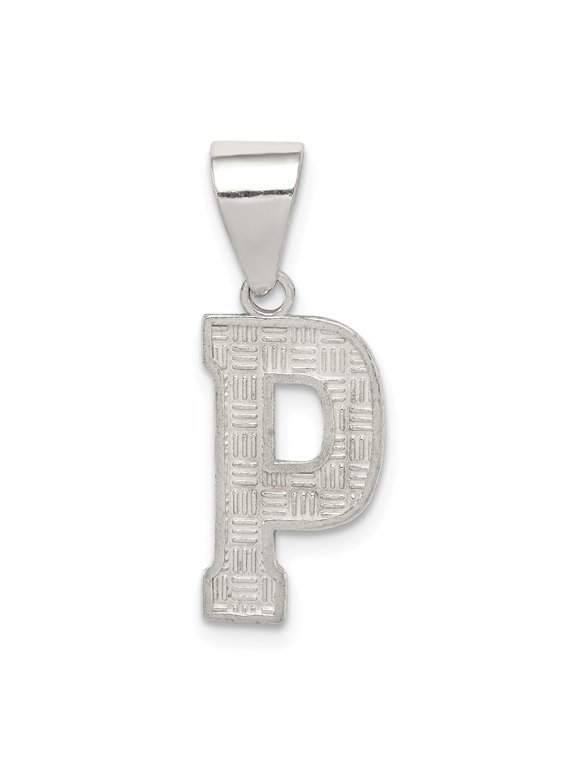 Sterling Silver Letter P Initial Pendant Charm