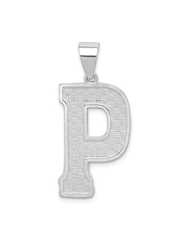 Sterling Silver Letter P Initial Pendant Charm