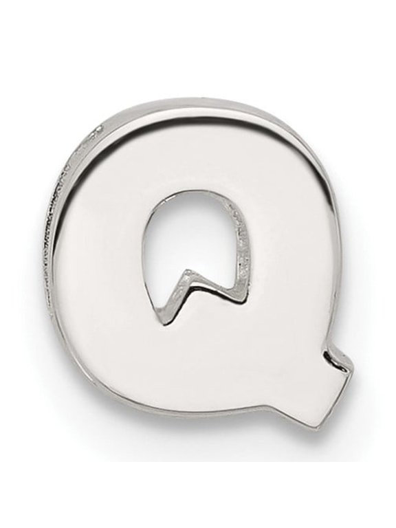 Sterling Silver Letter Q Charm Pendant for Women or Unisex, Polished Block Initial Jewelry for Name Necklaces, Custom Monogram Bracelet or Alphabet Accessory, 925 Silver
