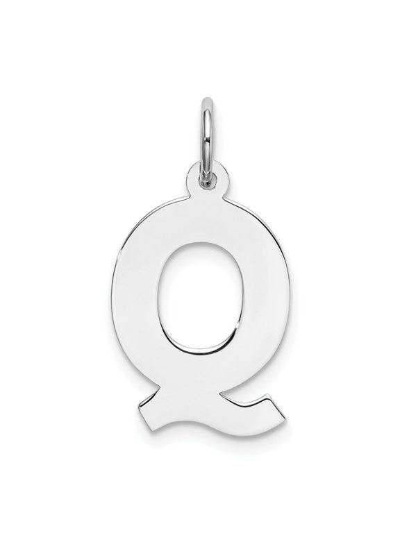 925 Sterling Silver Letter Q Pendant Charm, Polished Alphabet Initial Monogram