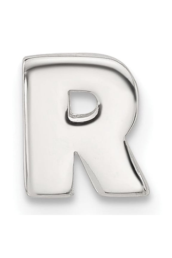 Sterling Silver Letter R Pendant Charm for Necklace or Bracelet, Polished Block Initial Jewelry for Women and Men, Monogram Alphabet Symbol in 925 Metal