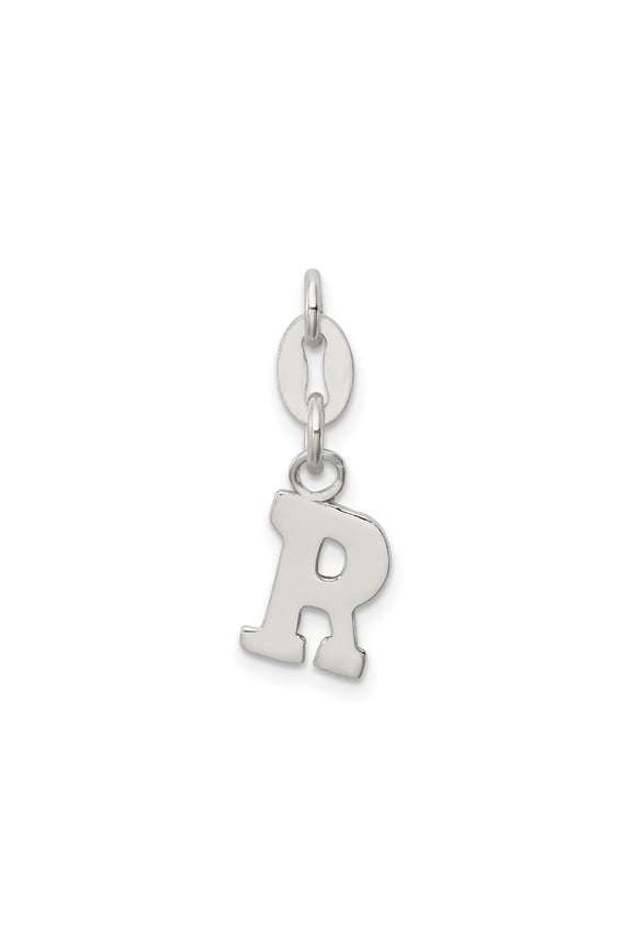 Sterling Silver Letter R Pendant Charm for Necklace or Bracelet, Unisex Block Alphabet Jewelry for Men or Women, Personalized Initial Symbol for Name Customization