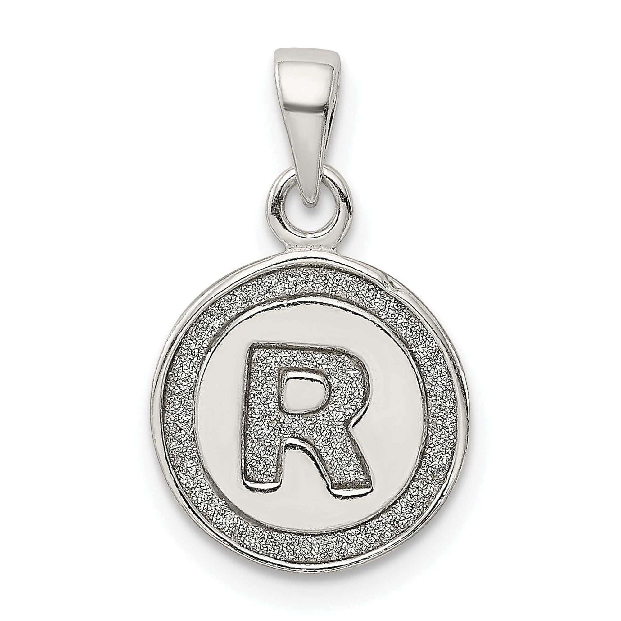 Sterling Silver Letter R Pendant, Textured Circle Initial Charm ...