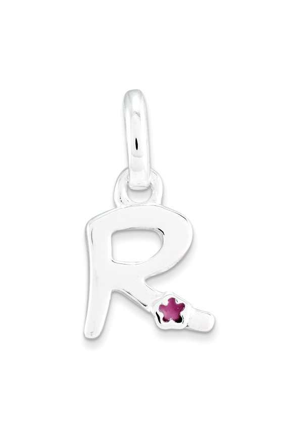 Sterling Silver Letter R with Enamel Pendant