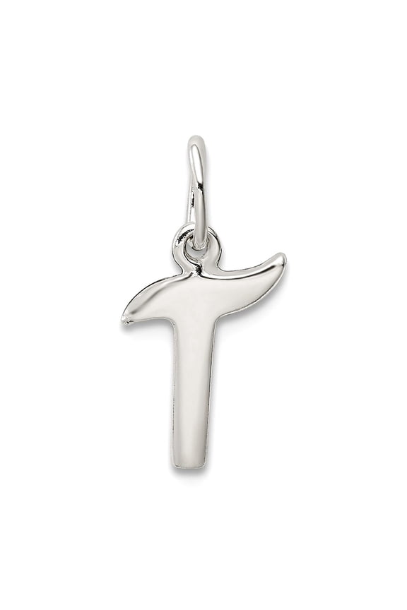 925 Sterling Silver Solid Polished Letter Name Personalized Monogram Initial T Pendant Necklace 13x7mm Wide Pendant for