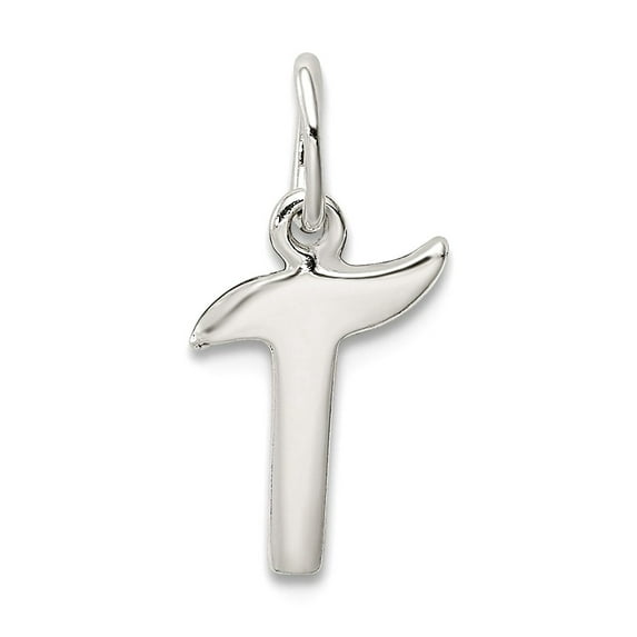 925 Sterling Silver Solid Polished Letter Name Personalized Monogram Initial T Pendant Necklace 13x7mm Wide Pendant for
