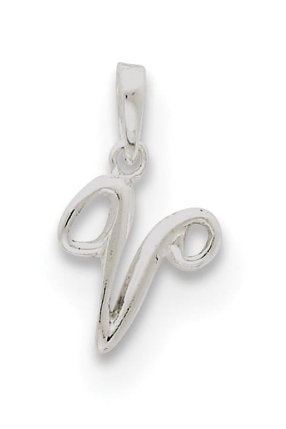 Sterling Silver Letter V Initial Pendant