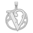 thumbnail image 1 of Sterling Silver Letter V Pendant for Women, Round Initial Charm Necklace, Script Monogram Jewelry in Decorative Circle Frame, Personalized Alphabet Style for Everyday or Special Wear, 1 of 6