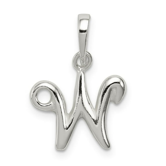 Sterling Silver Letter W Initial Pendant Charm