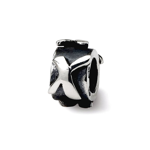 925 Sterling Silver Polished Oxidized Reflections Letter Name Personalized Monogram Initial X Message Bead Charm 8.18x5.