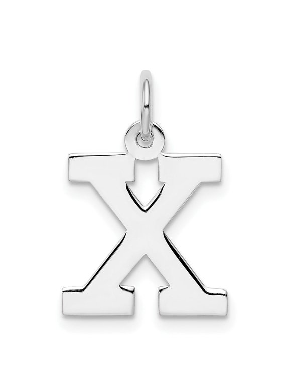 925 Sterling Silver Letter X Pendant Charm, Polished Initial Monogram