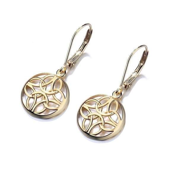 14K Gold Plated Lever-Back Celtic Earring over Sterling Silver