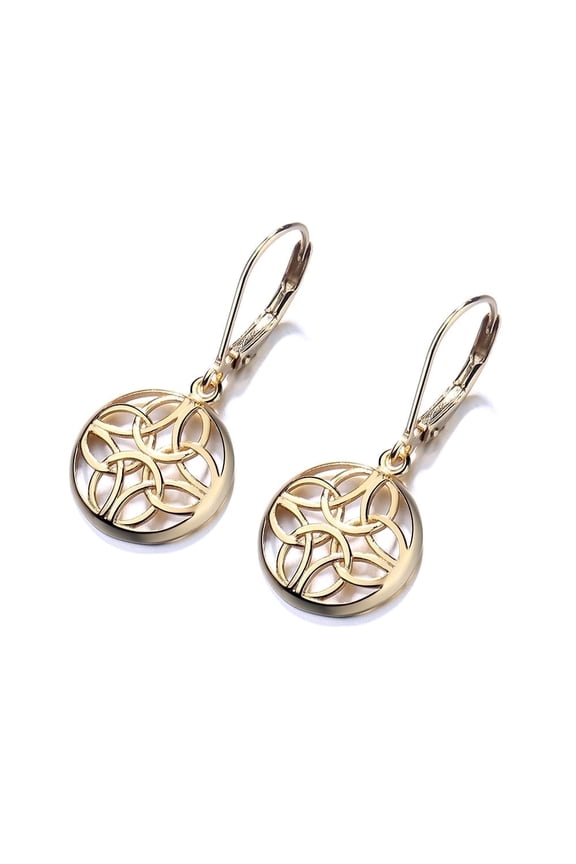 14K Gold Plated Lever-Back Celtic Earring over Sterling Silver
