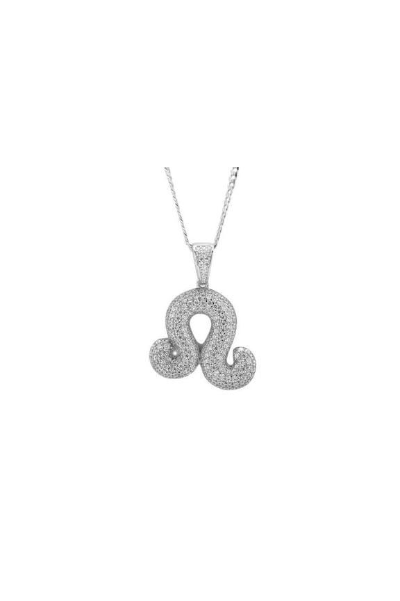 Sterling Silver Libra CZ Zodiac Scales Sign Pendant with Necklace