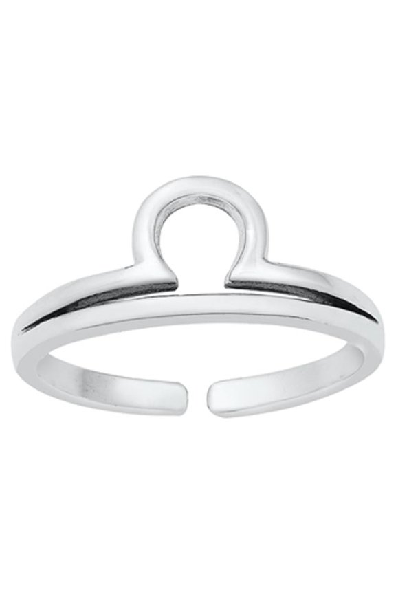 Sterling Silver Libra Sign Zodiac Toe Ring Adjustbale Midi Band 925 New Jewelry Female Unisex