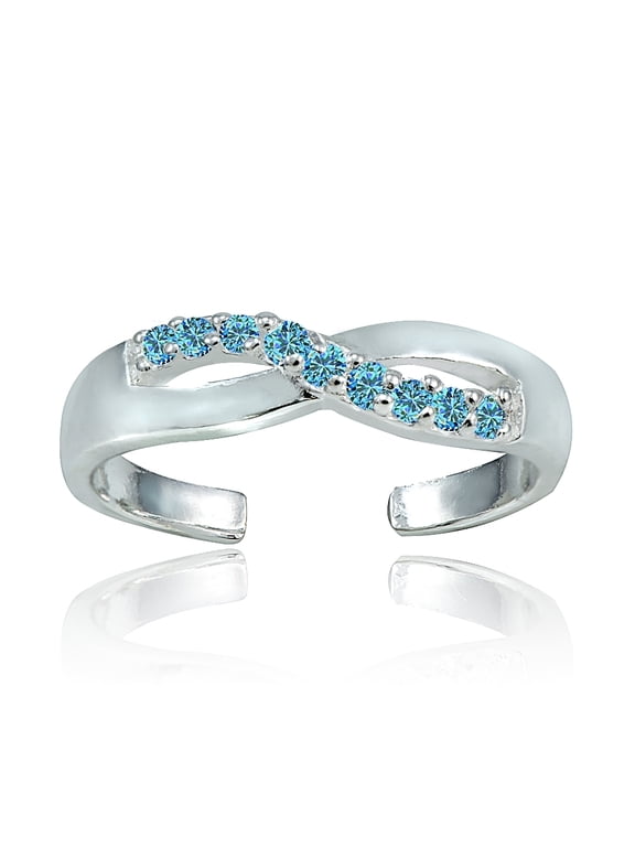 Sterling Silver Light Blue CZ Infinity Toe Ring