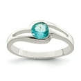 thumbnail image 1 of Sterling Silver Light Blue Round Bezel CZ Ring, 1 of 6